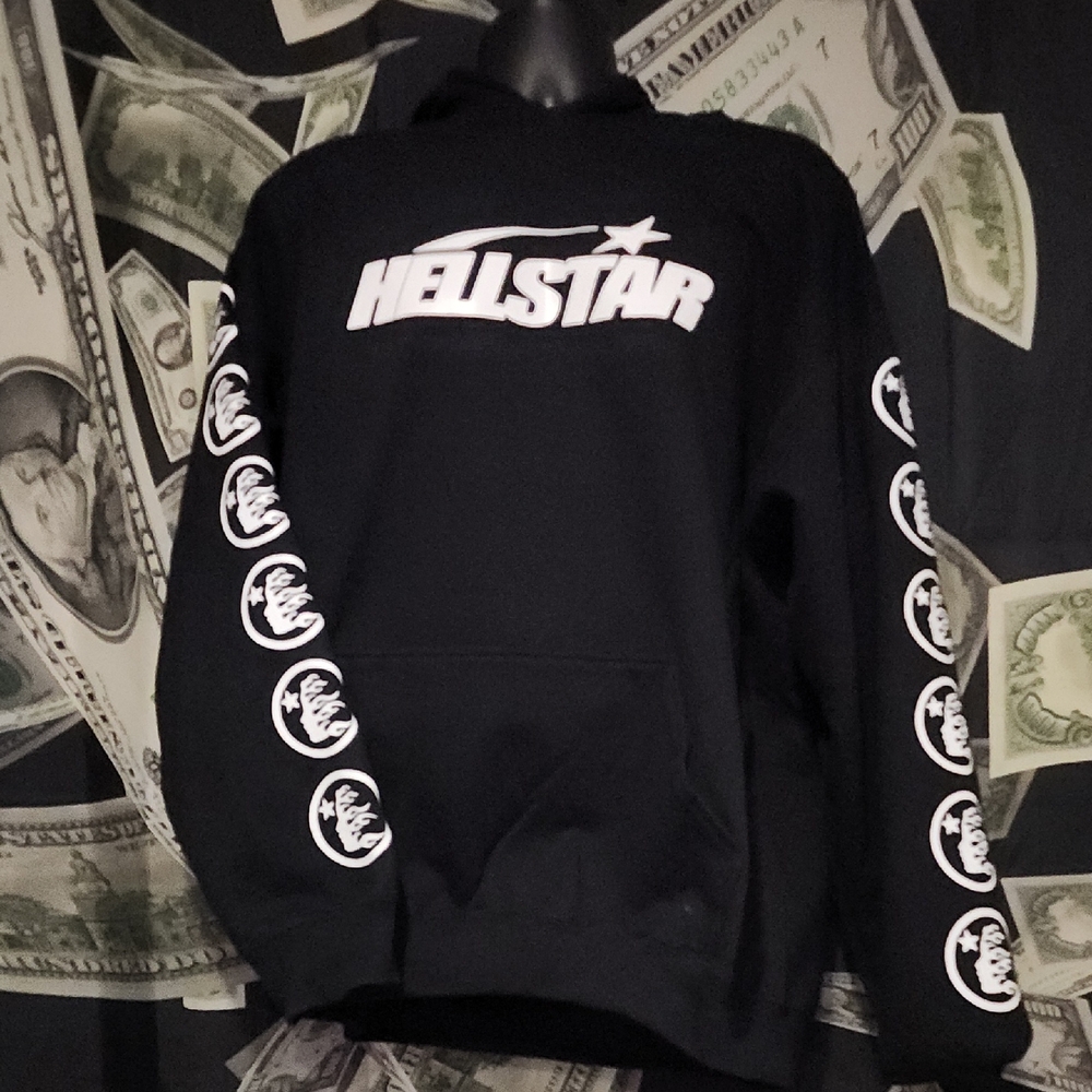 Hellstar Black Hoodie with Sleeve Graphics